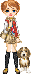 la fille avec son mini chien